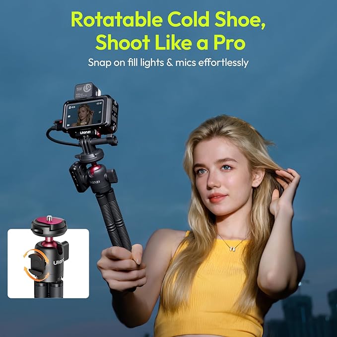 ULANZI MT-91 Flexible Octopus Tripod for Phone, GoPro&Camera, 3‑in‑1 Mini Tripod w Bluetooth Remote, CKA Quick Release w 1/4 Screw, GoPro Adapter, 360 Adjustable for Vlogging, Selfies, Video Recording