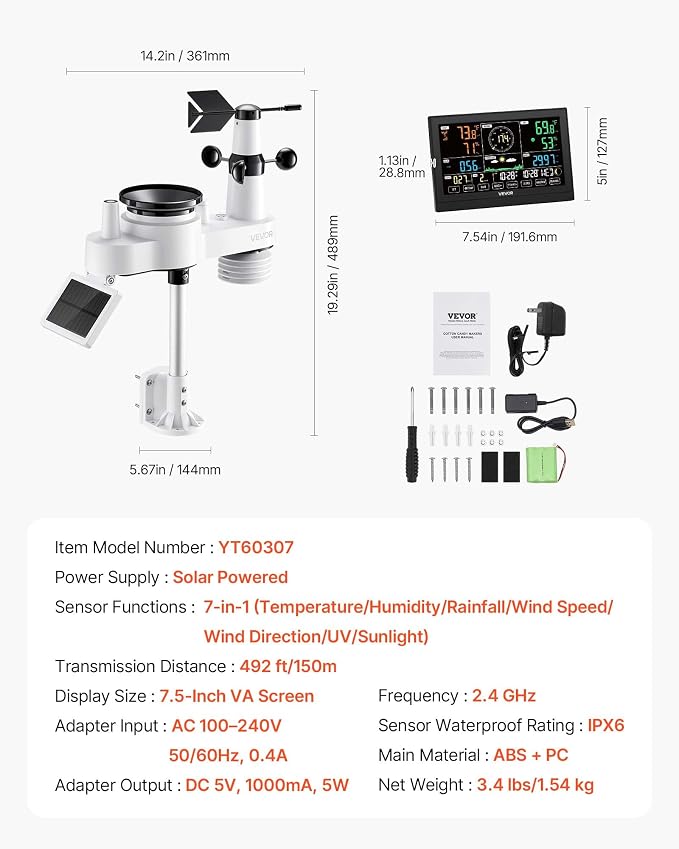 VEVOR 7-in-1 Wi-Fi Weather Station - Image 6