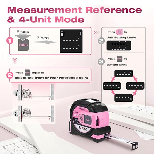 PREXISO 2-in-1 Laser Tape Measure- 215Ft Laser Measuring Tool & 16Ft Measuring - Image 5