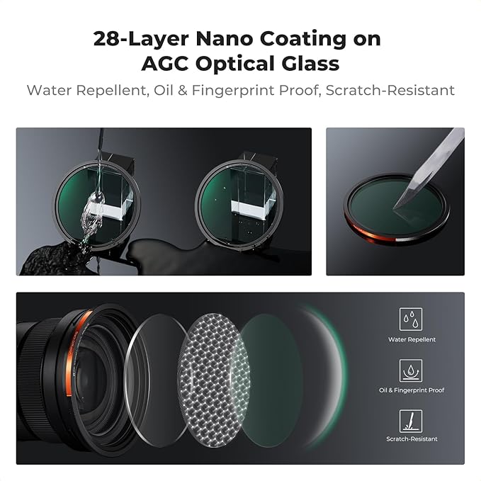 K&F CONCEPT 72mm Magnetic 1s Swap 5-Pack: CPL + VND2-32 + Black Diffusion 1/4 + - Image 7