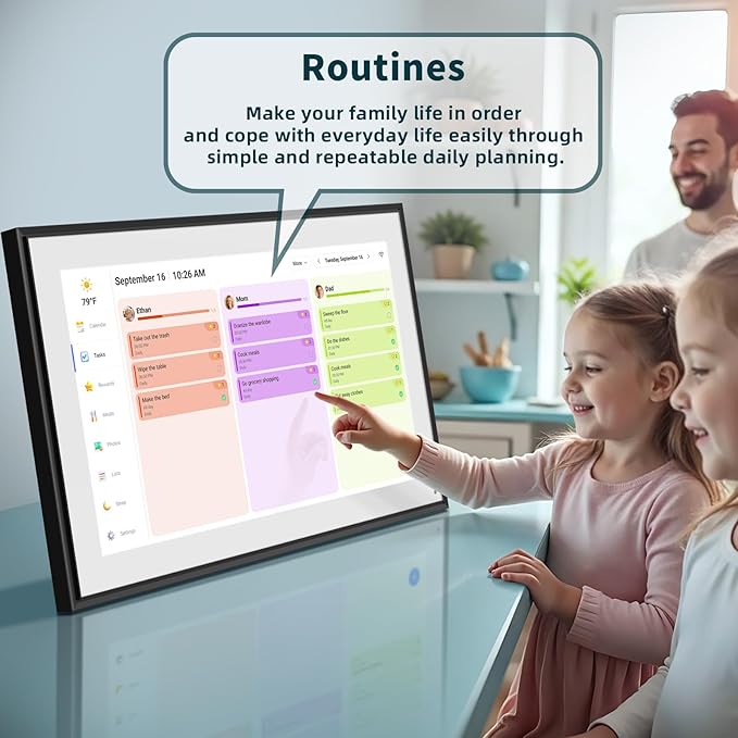 Canupdog 21.5 Inch Digital Calendar, WiFi Smart Electronic Calendar & Chore Chart, 1920x1080P IPS Touch Screen HD Display for Family Schedules, Streamline Household Organization, Christmas Gifts for Women Mom