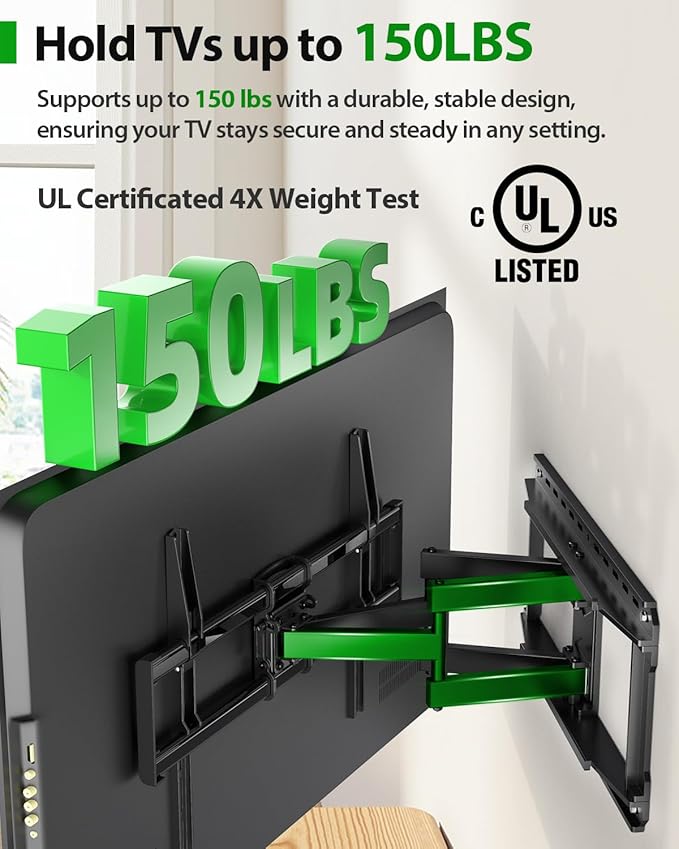 USX MOUNT Full Motion TV Wall Mount for Large TVs 42-97 Inch up to 150 lbs, Wall Mount TV Bracket with Swivel and Tilt, Fits 16",18", 24" Wood Studs, Max VESA 600x400mm Fit 65+ 75+ 85 86 90 TVs XML025