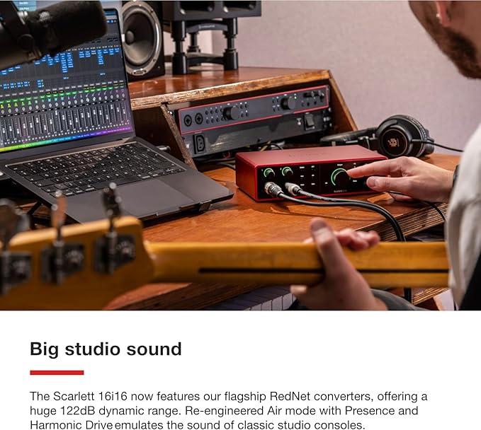 Focusrite Scarlett 16i16 4th Gen USB Audio Interface, for Songwriting, Music Production, Recording, and Podcasting — High-Fidelity, Studio Quality Recording, and All the Software You Need to Record
