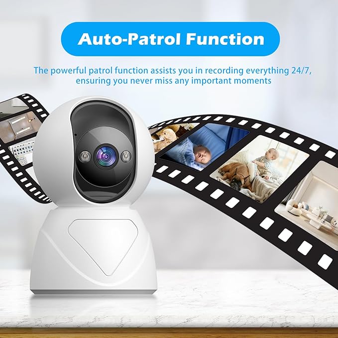 GUOANVISION 3MP Indoor Security Camera, 5G WiFi 360° Pan/Tilt Home Cameras for Baby Monitor/Pet/Elder/Kids/Bedroom, Auto-Focus and Zoom,Motion Tracking,2-Way Audio,Siren,3 Night Vision,Cloud&SD Card