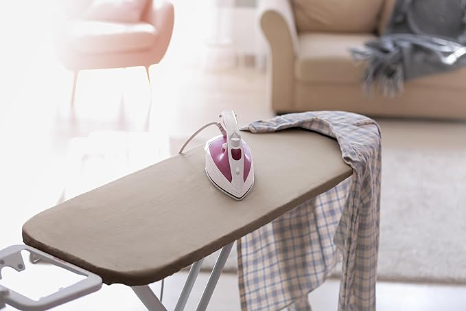 Encasa XO Ironing Board Cover and Pad 49"x18" - 4mm Felt Wide Iron Board Cover with Padding - Heat Resistant, Stain-Safe Dye, Non Slip Elastic Bungee Cord Tightening Iron Table Cover Beige