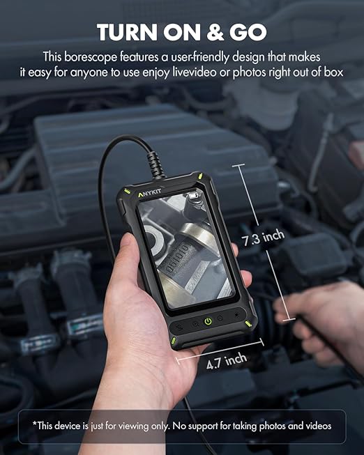 Borescope Inspection with Light, Industrial Endoscope Camera with 4.3” HD Screen, Waterproof Digital Snake Camera, Semi-Rigid Cable Bore Scope for Home Pipe, Engine, Inside Wall, Duct (11.5 FT)