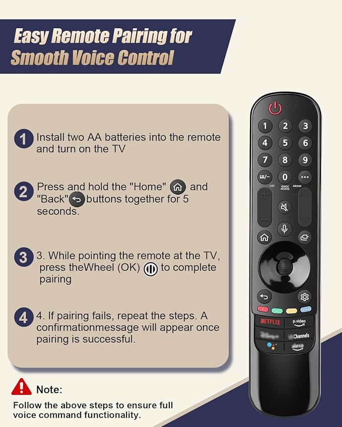 Replacement Voice Magic Remote for LG Smart TVs 2019–2024 with Glow-in-The-Dark Blue Protective Case, Compatible with AN-MR20GA/21GA/22GA/23GA/24GA Magic Remote with Pointer