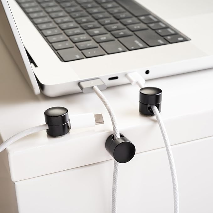 ICONIT Cable Anchors for Desk Organization Black | Premium Aluminum Cord Organizers | Charger + Cable Management Clips for Home & Office | Stylish, Sturdy, & Functional | (3 Pack)