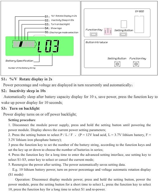 Frienda Dc 12v 24v 36v 48v 72v Battery Meter with Alarm Battery Capacity Indicator Monitor Voltage Meter and Lithium Ion Indicator(Blue Light)