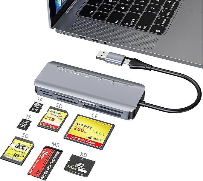 7 in 1 Memory Stick Pro Duo Card Reader, USB-C Multi Cards Reader by clickfish