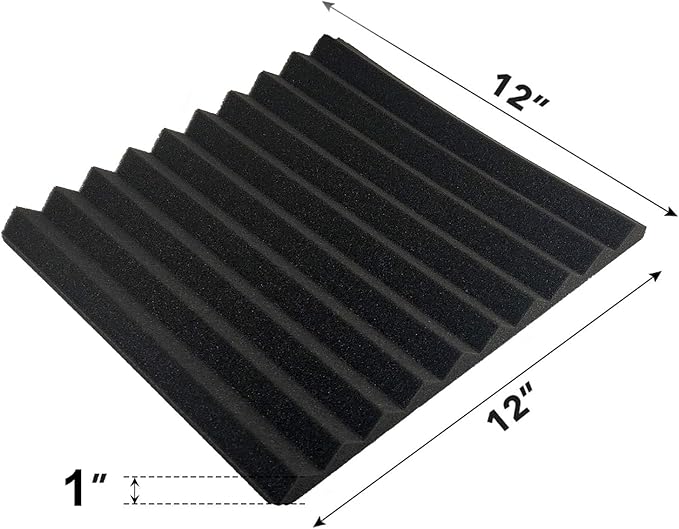JBER Sound Proof Foam Panels Studio Acoustic Foam Panels, 48 Pack 1" X 12" X 12" Soundproofing Wedges Sound Proof Padding Fireproof Acoustic Treatment for Home Office - Black