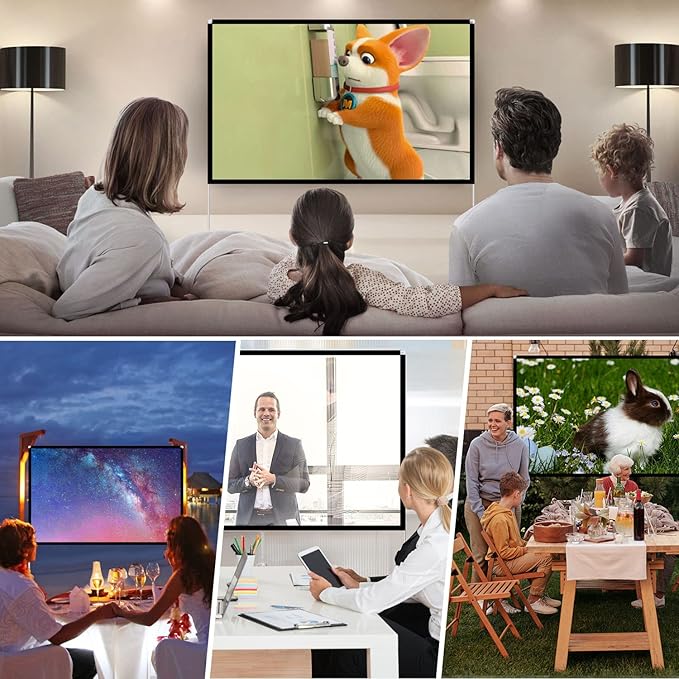 Projector Screen and Stand 100 Inch Portable Outdoor Projection Screen 16:9 4K HD Movie Projection Screen with Carry Bag for Indoor Outdoor Home Theater Film Night Party Camping Foldable Anti Crease