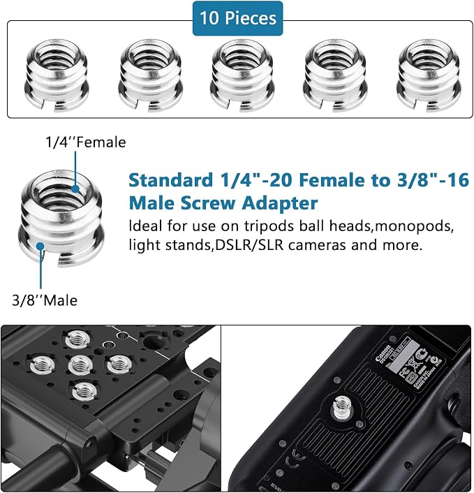 ChromLives Camera Tripod Adapter, 1/4 to 3/8 Hot Shoe Adapter, Tripod Mount - Image 3