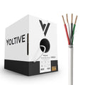 Voltive 16/4 Speaker Wire, in-Wall CL3 & Direct Burial, White, 500ft - 16AWG, 4 Conductors, Stranded Oxygen-Free Copper, UL Listed - V-1211-6