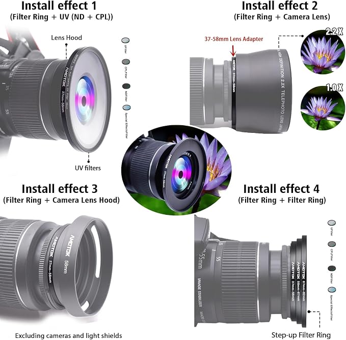 37mm Lens to 58mm Camera Lens Adapter, 37mm to 58mm Filter Step up Ring Adapter - Image 6