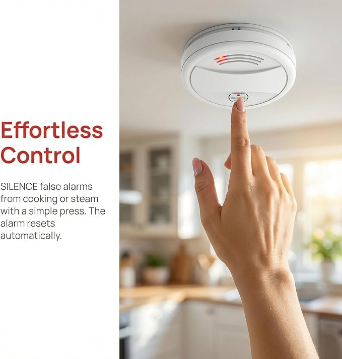 9 Pack Photoelectric Smoke Detector, 10-Year Battery Operated Fire Alarm - Image 7