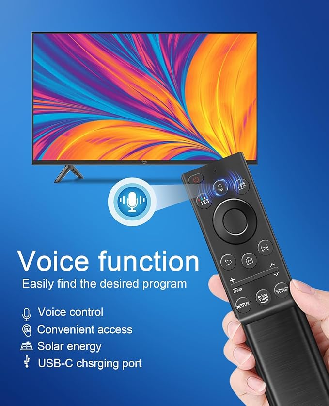 BN59-01357A Solar Voice Remote Compatible with Samsung Remote with 3 Apps and Solar Charging for Samsung Smart TVs Frame Neo LED Smart 4K 8K Ultra HD,VG-TM2180ES/ZA