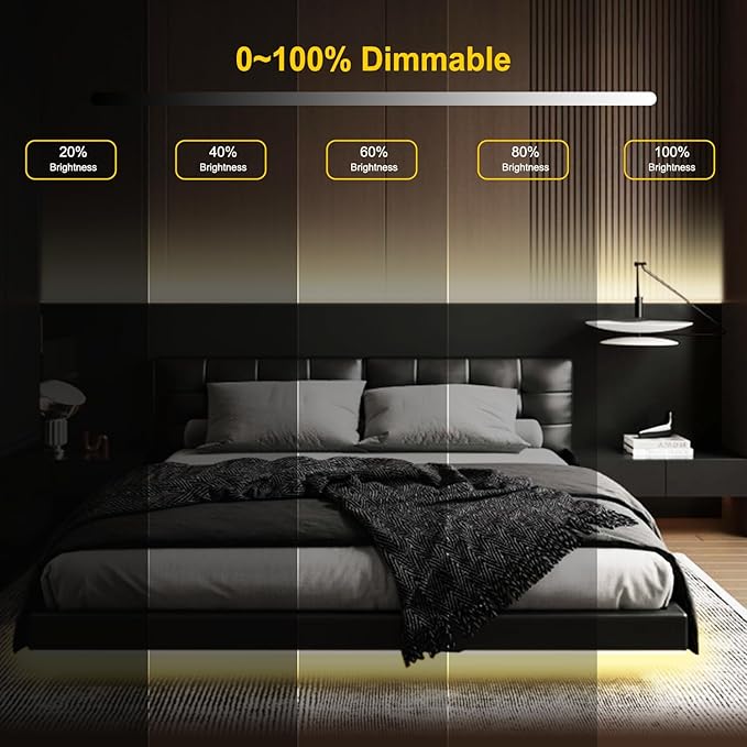 Pandery COB LED Strip Light,CCT Dimmable Strips Light,2700K-6500K,50ft/15m,8mm Wide,CRI90+ 24V LED Strips Kit with Bluetooth APP Control/Music Mode,for Bedroom,Kitchen,DIY Lighting