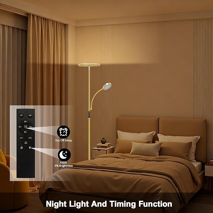 Aulaiyi Floor Lamps for Living Room,42W/4200LM Bright Floor Lamp,2-in-1 Dimmable Standing Lamp with Reading Light,69'' Tall Lamp with Remote & Touch Control, Modern Floor Lamp for Bedroom,Office