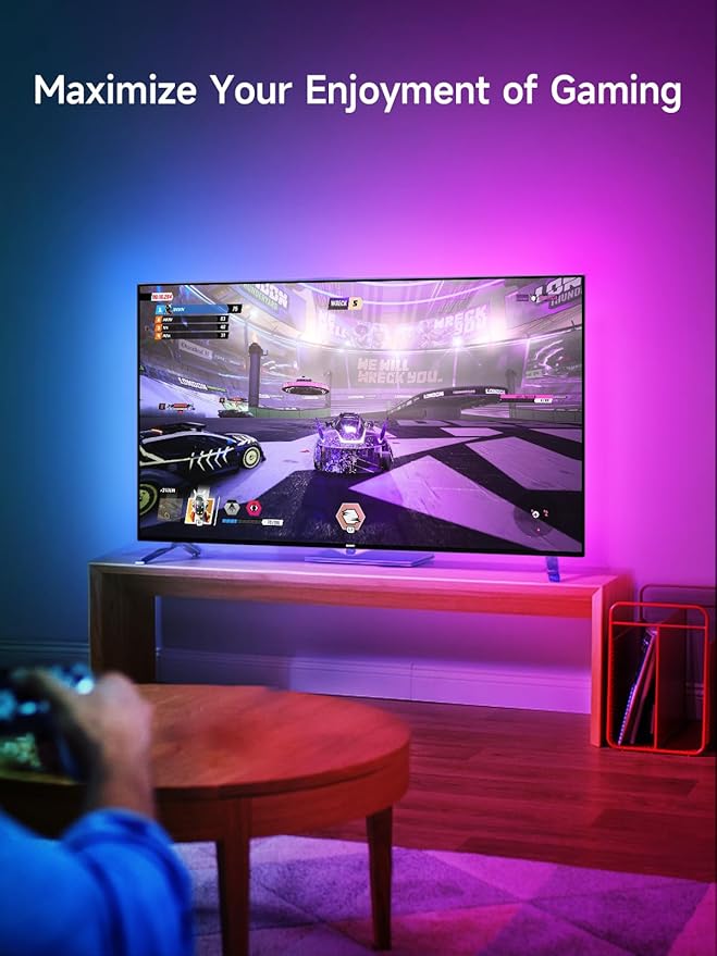 KANTUTOE TV LED Lights, 13.1ft LED Lights for 43-60in TV, RGB TV Backlight Behind with Music Sync Bluetooth APP and Remote Control Strip Light USB Powered for Bedroom Gaming Room Decor