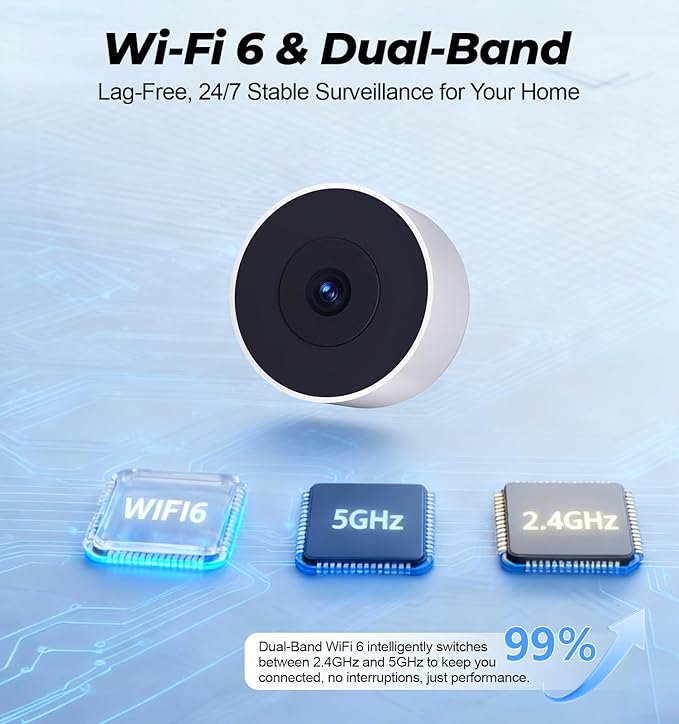 4MP/2K Window Camera for Home Security, 5G&2.4G WiFi Indoor Security Cameras, 2 Packs Outdoor Monitor Cam thru Glass Blacklight Color Night Vision, 24/7 Recording AI Human Detection, Easy Mag. Install