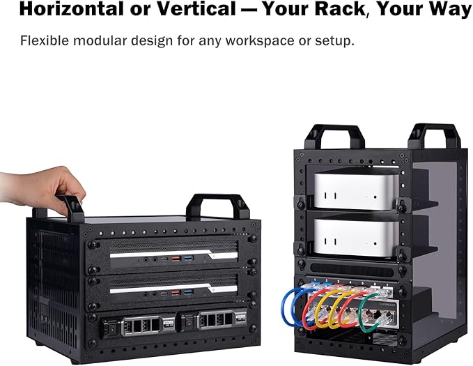 GeeekPi DeskPi RackMate TT Mini Server Cabinet for Mini PC, Network, Servers, Audio, and Video Equipment