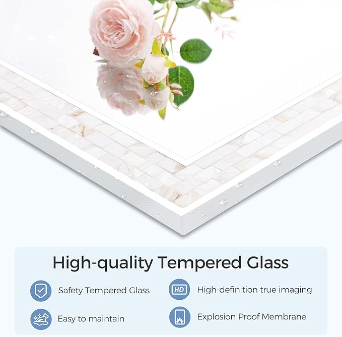 Tanmicoshomy White 24 x 36 Inch Rectangle Bathroom Mirrors for Wall, Natural Shell Framed Wall Mounted Mirror for Bedroom, Living Room or Entryway, Horizontal or Vertical Hanging