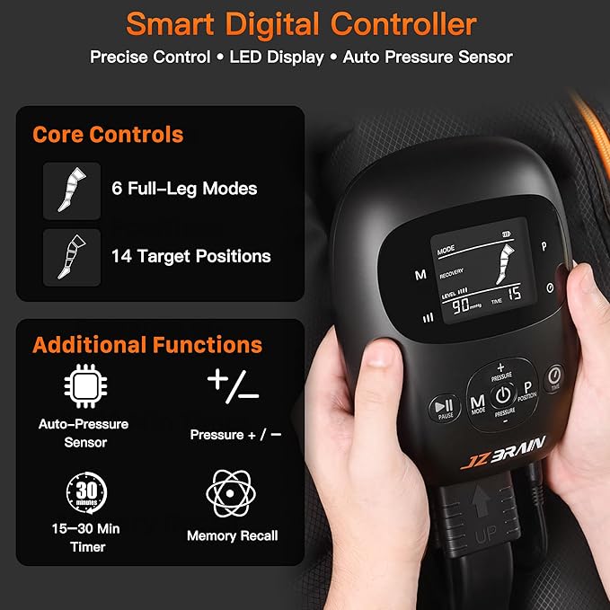 Air Compression Leg Recovery Boots : Dual-Power Sequential Compression System Device with Smart Pressure Sensor - 6 Modes & 14 Positions Foot and Leg Massage for Athletes & Gym (Small)