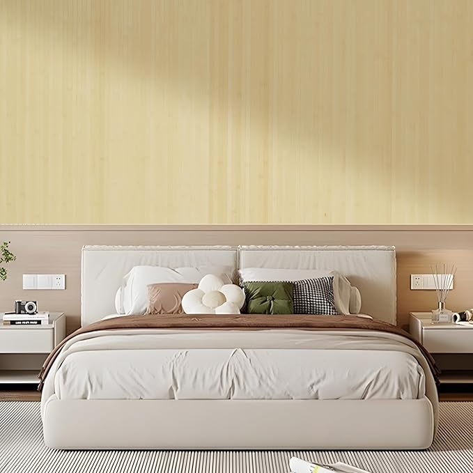 OUZUGIE 1 Pack 96x48 Inch Natural Bamboo Wall Panel – Raw Pole Wrap Paneling for Walls, Ceilings, Cabinets, Furniture – Ideal for Bedroom, Living Room & Office DIY Decor