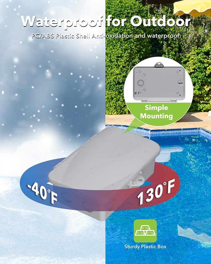 BN-LINK Pool Pump Timer, Outdoor Indoor Smart Wi-Fi Timer Box, 2HP 40A Max, 120, 240, 277 VAC, for Pool Pump, Water Heater, Fans, SPA, Compatible with Smart Phone, Alexa, Google Assistant