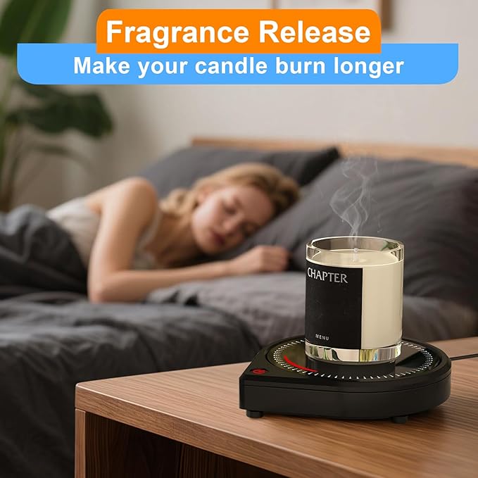 Kepwam Coffee Mug Warmer for Desk, Smart Coffee Warmer with Touch Tech & Light, Coffee Cup Warmer with Gravity Sensor & Auto Shut Off, Candle Warmer Plate - Ideal Gifts for Dad and Mom