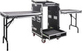 Sound Town 16U PA DJ Pro Audio Rack/Road ATA Case with 2U Drawer, 11U Slant Mixer Top, Two DJ Work Tables, Casters, Pro Tour Grade (MR-DR16UT2)