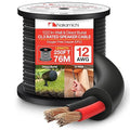 Nakamichi 12/2 (250-Foot) in-Wall & Direct Burial (UL CL2 CL3 Rated) Oxygen-Free Copper (OFC) 2-Conductor Speaker Cable Wire, Outdoor In-Ground, in-Ceiling, Riser, Black (12AWG / 250ft / 76.21m)