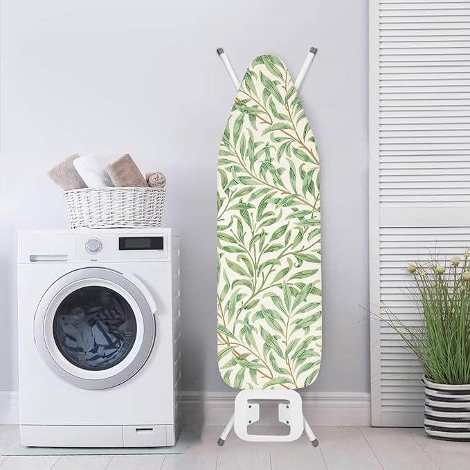 ZCFYGDX Ironing Board Cover Decor 18x58 Inch, Iron Board Cover with Nose Pocket, Nylon Buckle Fastening Stain Resistant Scorch Resistant,Protection Covers with Elastic Edge Fresh Green Leaf Print
