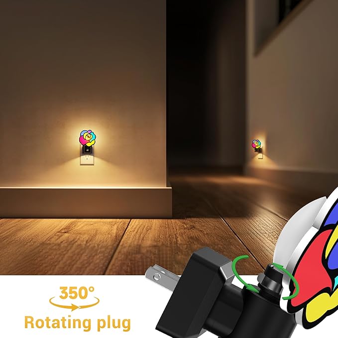 L LOHAS LED Night Lights Plug into Wall, Night Light with Light Sensor, 3000K Soft White, 0-100LM Brightness Adjustable, Acrylic Rose Nightlight for Bathroom Bedroom Hallway[2 Pack]