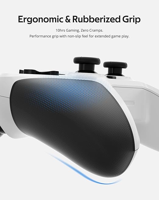 abxylute C5P Wireless Gaming Controller for PC/Switch/iOS/Android/PS3/PS4/Steam/MAC, 2.4 GHz Hall Effect Stick & Trigger Turbo-Remappable Back Buttons Rubberized Grip Console Layout Gamepad Vibration