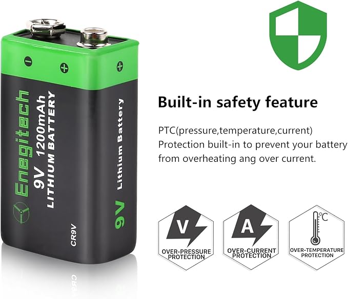 Enegitech 9V Lithium Battery, 9 Volt Battery 1200mAh Non-Rechargeable - Image 4