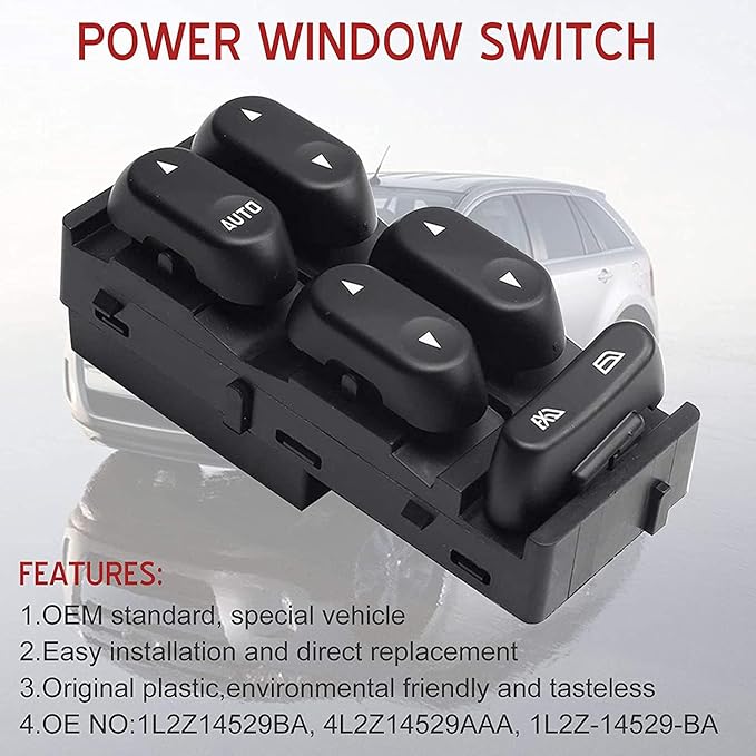 1L2Z14529BA Driver Side Power Master Power Window Switch Compatible with 2002-2004 Ford F250 F350 F450 F550 Super-Duty, 2002-2003 Explorer, 2002-2005 Excursion & Mercury Mountaineer