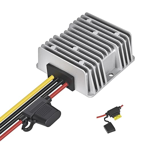 AIUWIZO 20A 240W Golf Cart DC-DC 24V 36V 48V to 12V Waterproof Converter Voltage Regulator Reducer Transformer with Fuse, Professional Step Down Converter