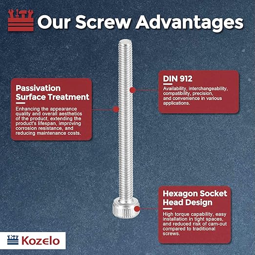 Kozelo 20pcs Socket Head Cap Screws - [M2.5-0.45 x 40mm] 304 Stainless Steel Allen Socket Drive for Electrical Motor 3D Printing Fan Engine Replacement Use, Silver