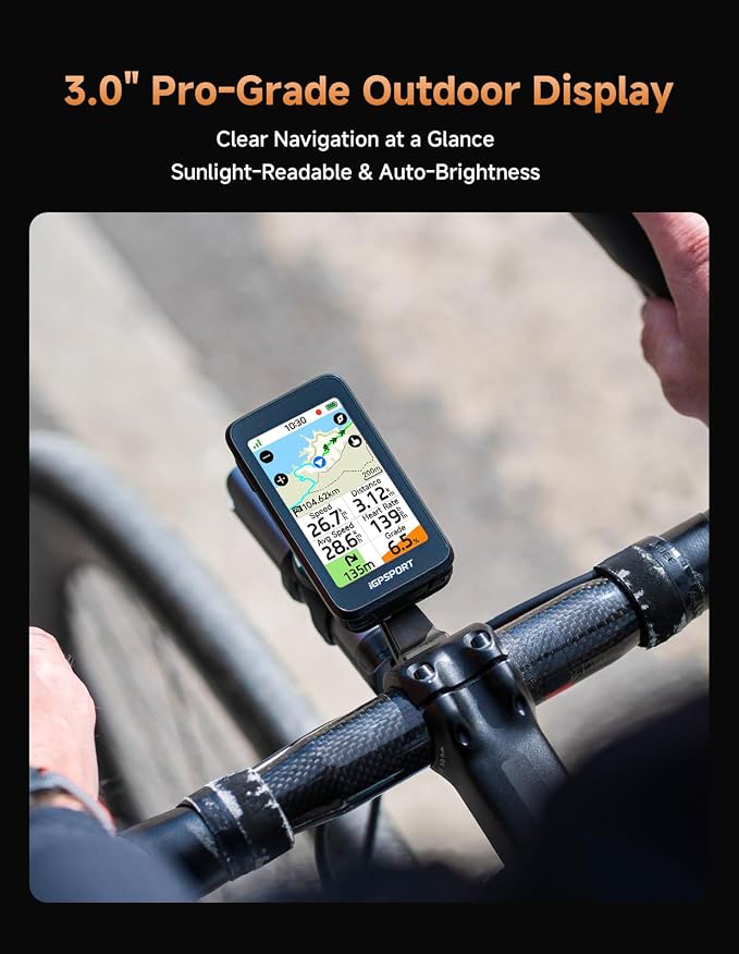 iGPSPORT BiNavi Air Bike Computer, 3.0'' Touchscreen MAP Voice Navigate Reroute - Image 2