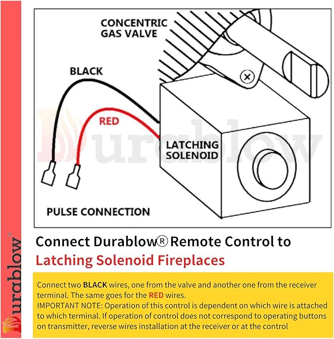 Durablow TL1003 On/Off Gas Fireplace Remote Control Kit + Thermostat + Timer with LCD Screen for Latching Solenoid Gas Valves, Replaces Wall Switch | Thermostat Control Module
