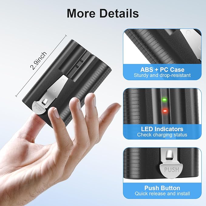 Replacement Ring Battery 2 Pack, 6040mAh Model v4 Rechargeable Battery - Image 5