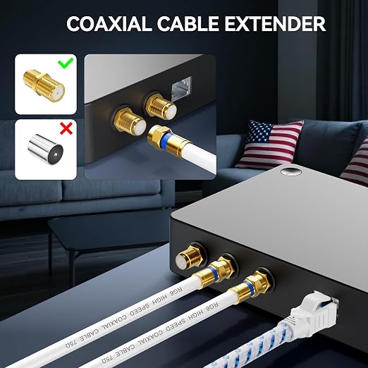 Coaxial Cable 1.5ft 10Pack, RG6 Coax Cable Cord Extender - Image 4