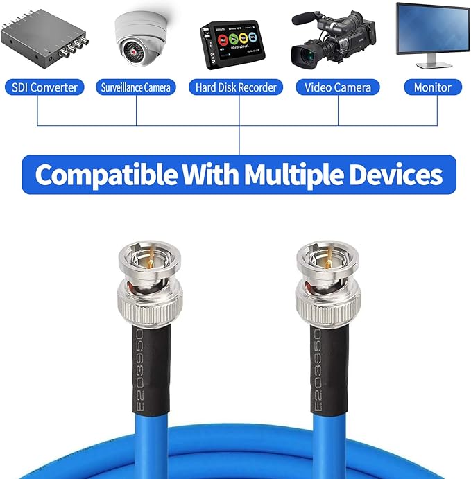 Superbat 3G 6G SDI Cable 200ft 75ohm BNC SDI Video Cable Belden 1694A Supports 6G-SDI 3G-SDI HD-SDI 4K/8K Video Security Camera Converter