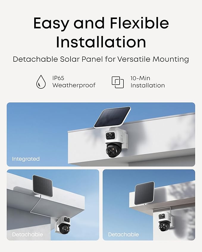 eufy Security eufyCam S4,4K Solar Camera Wireless Outdoor, Triple Lens Bullet-PTZ Cam, 360° View, 8X Auto Zoom, Al Recognition,AI Track, Color Night Vision, 0 Monthly Fee, Local Storage