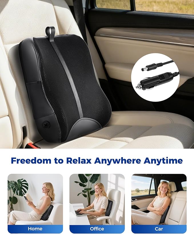 OMASSA Shiatsu Back Massager with Heat-Electric Back Massager for Pain Relief Deep Tissue-Up and Down Rolling Massage Heated Lower Back Massager for Office/Home/Car-Gift for Men Women Parents