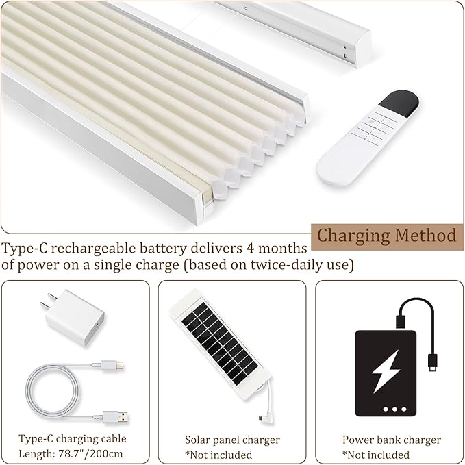 LEXEN Smart Top Down Bottom Up Honeycomb Shades - WiFi Enabled Motorized Cellular Blinds Compatible with Alexa/Google Home Double Cellular Fabric Light Filtering Insulated Custom Sizes-Grey