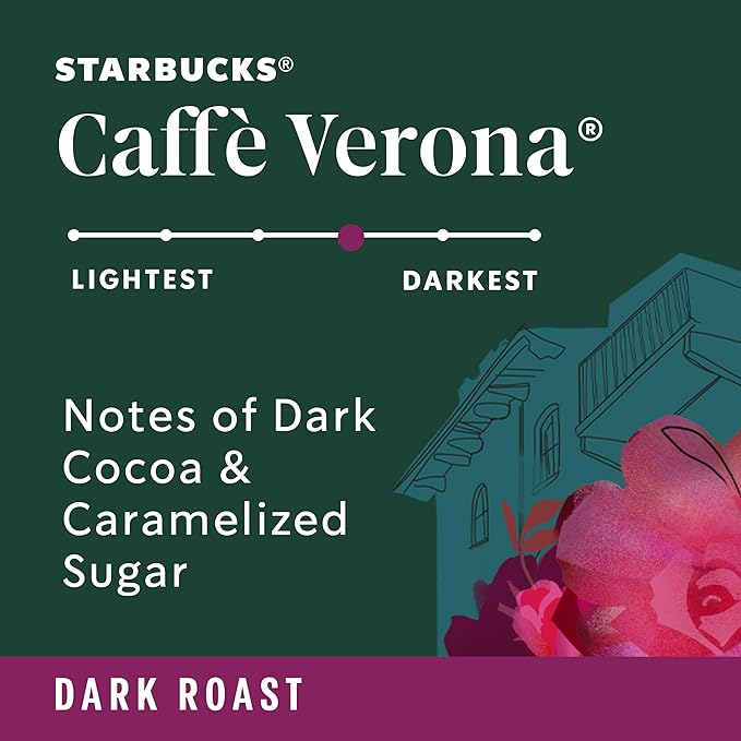 Starbucks Ground Coffee, Dark Roast Hot or Iced Coffee, Caffè Verona, 18 oz
