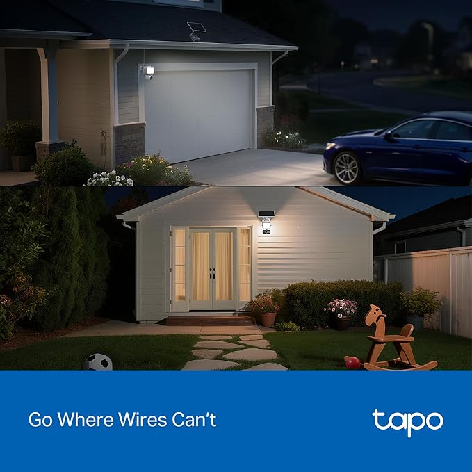 Tapo 2K Dimmable Floodlight Security Camera Outdoor Wireless w/Solar Panel, Pan/Tilt, 360º AI Tracking, Free Person/Vehicle Detection, Works w/Alexa and Google Assistant, SD/Cloud, C615F KIT